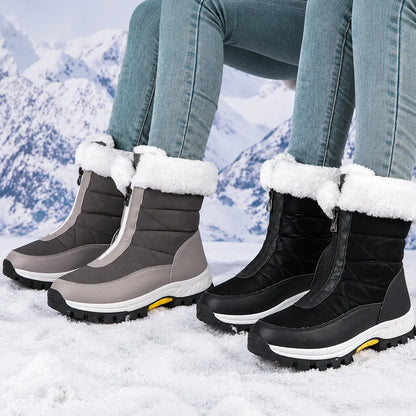 Bottes de neige chaudes et antidérapantes pour femme avec fermeture éclair